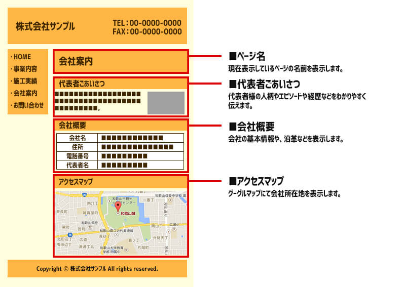 会社案内ページサンプル